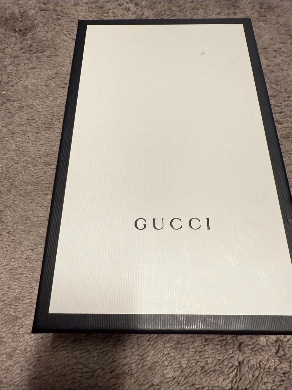 Gucci Navy Leather Loafers with Red Stripe & Gold GG